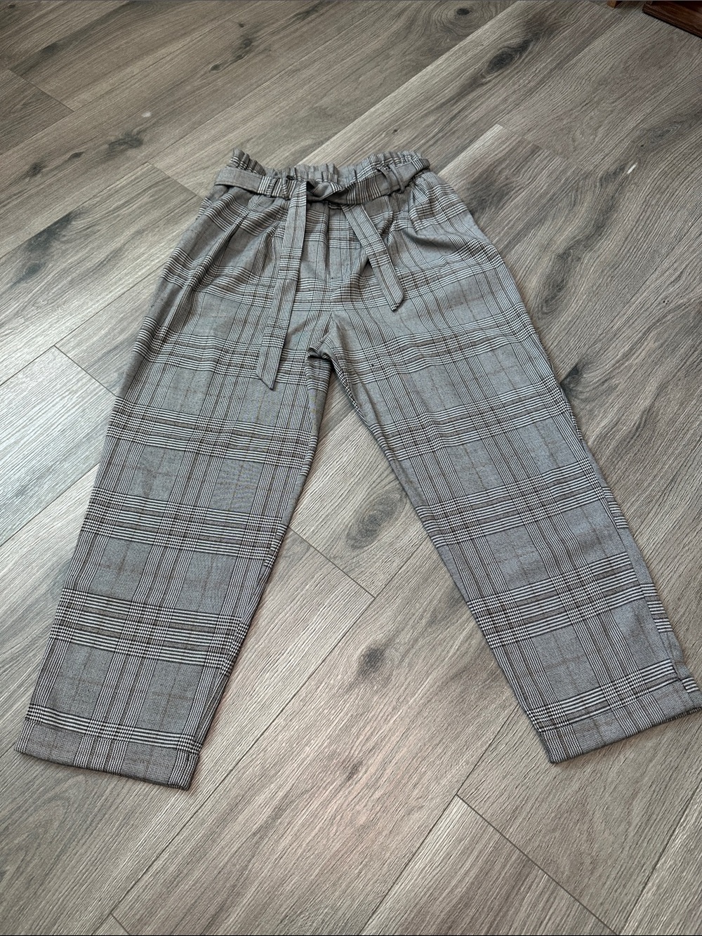 wild fable Gray Plaid Cropped Paperbag Waist Pants